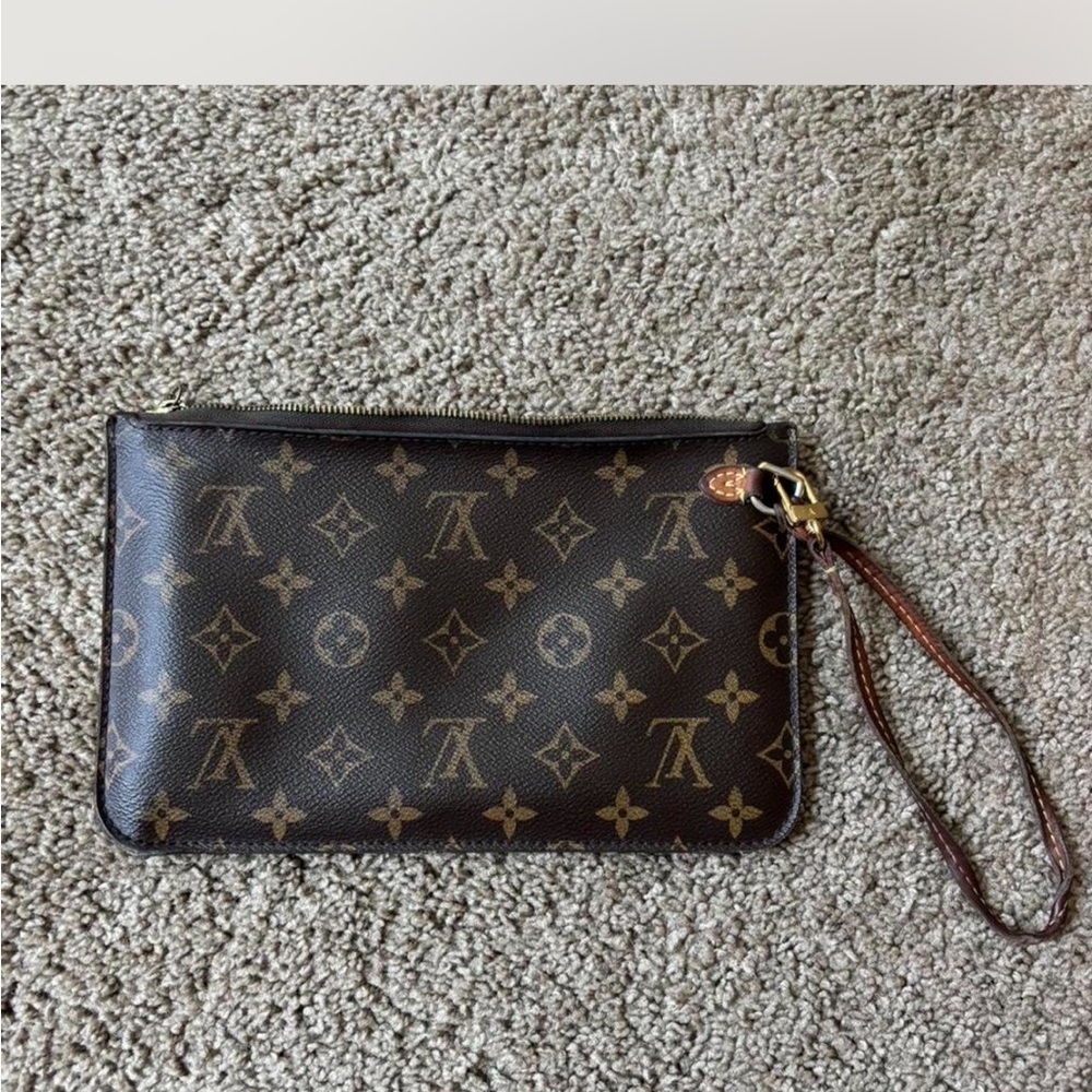 Louis Vuitton Monogram Canvas Zipper Pouch in Brown and Beige